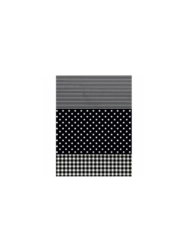 Papier décoratif - Pois Ligne carreau - Noir et blanc - Décopatch