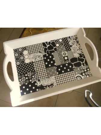 Papier décoratif - Pois Ligne carreau - Noir et blanc - Décopatch