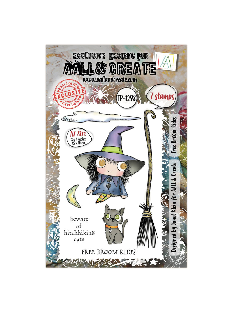 Tampon clear N° 1298 : Free Broom Rides - Collection "Witchlets & Weirdlings"- Aall & create