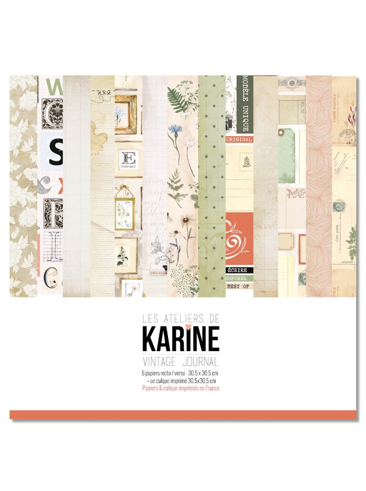 Pack papiers - Collection "Vintage Journal" - Les Ateliers de Karine