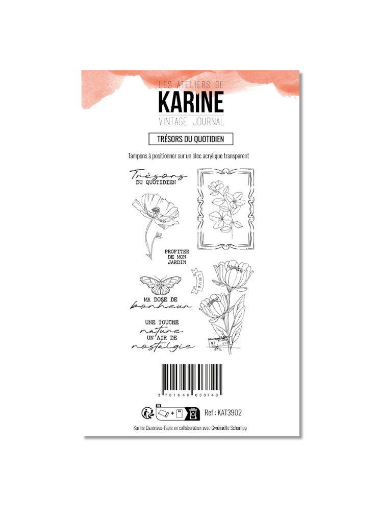 Trésors du Quotidien - Tampon clear - Collection "Vintage Journal" - Les Ateliers de Karine