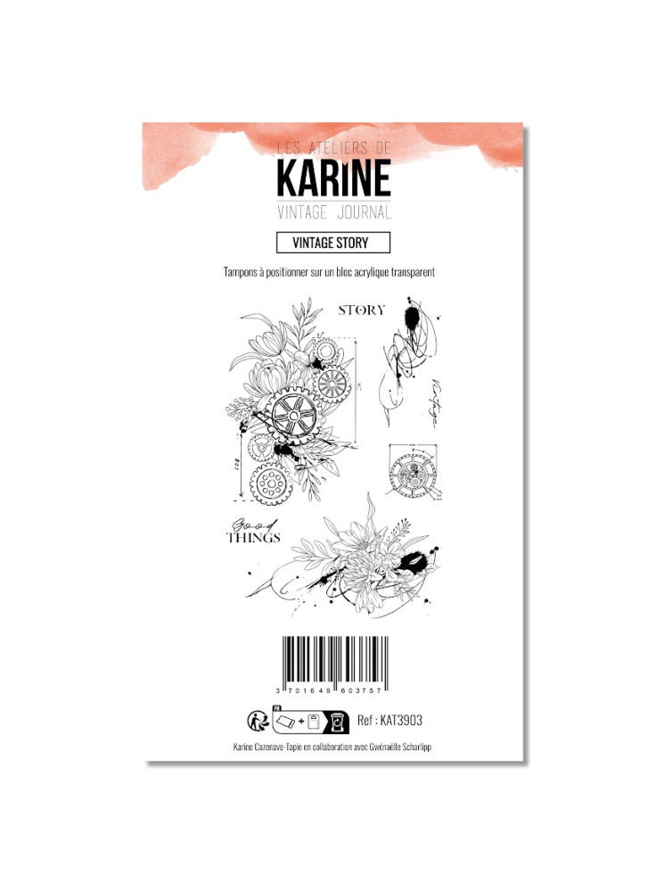 Vintage Story - Tampon clear - Collection "Vintage Journal" - Les Ateliers de Karine