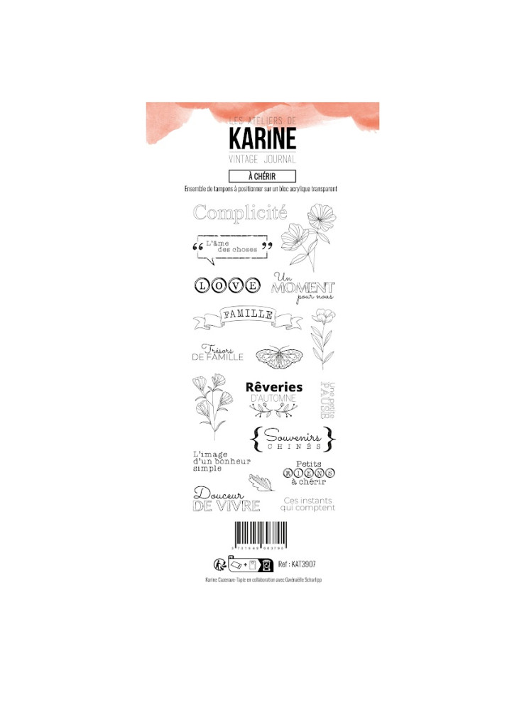 A Chérir - Tampon clear - Collection "Vintage Journal" - Les Ateliers de Karine