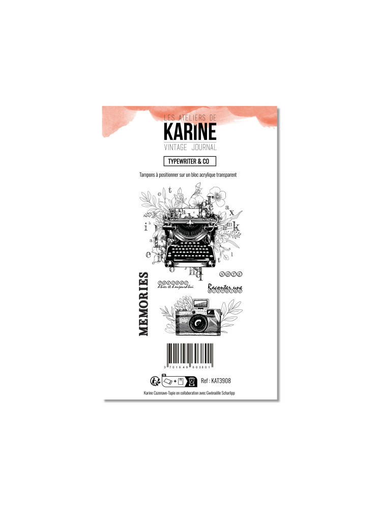 Machine à Ecrire & Co - Tampon clear - Collection "Vintage Journal" - Les Ateliers de Karine