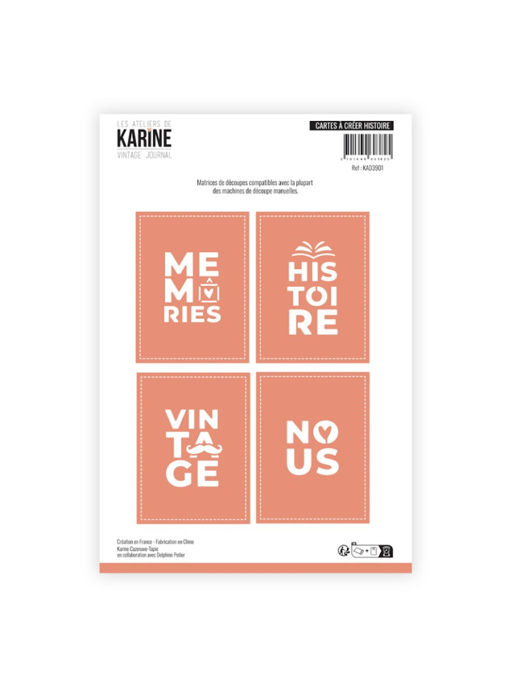 Cartes à créer Histoire - Dies - Collection "Vintage Journal" - Les Ateliers de Karine