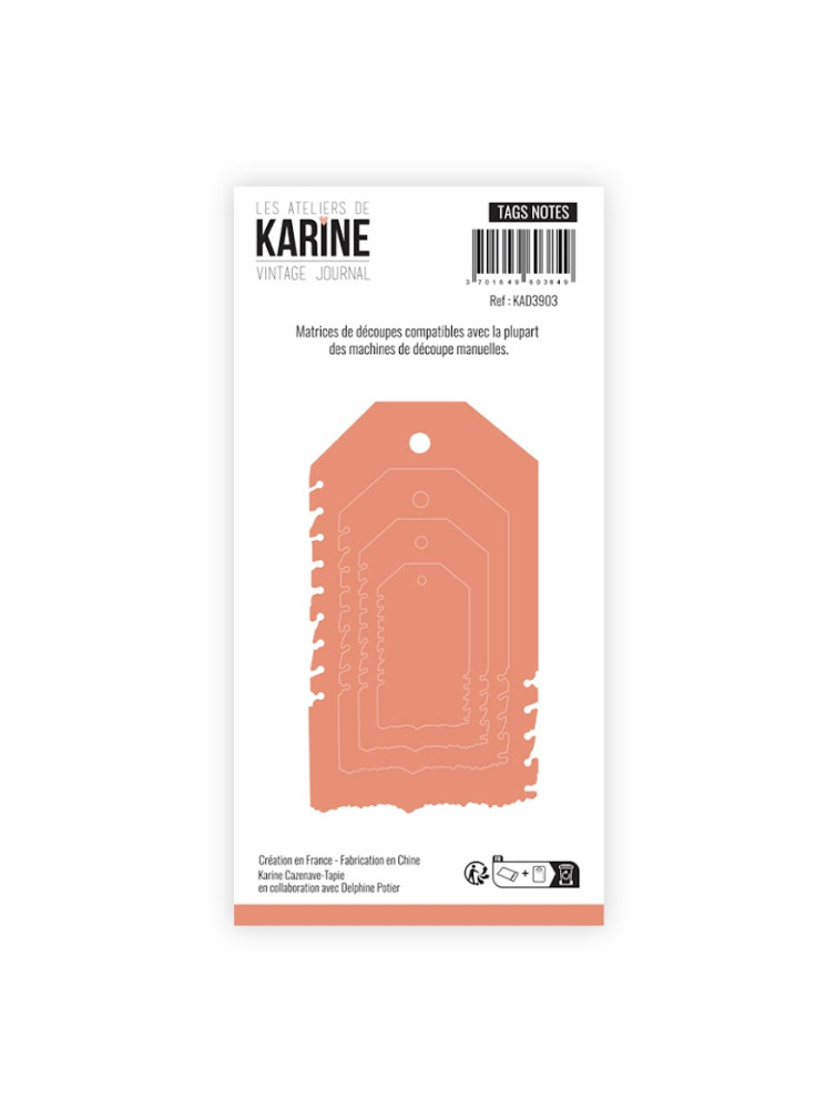 Tags notes - Dies - Collection "Vintage Journal" - Les Ateliers de Karine
