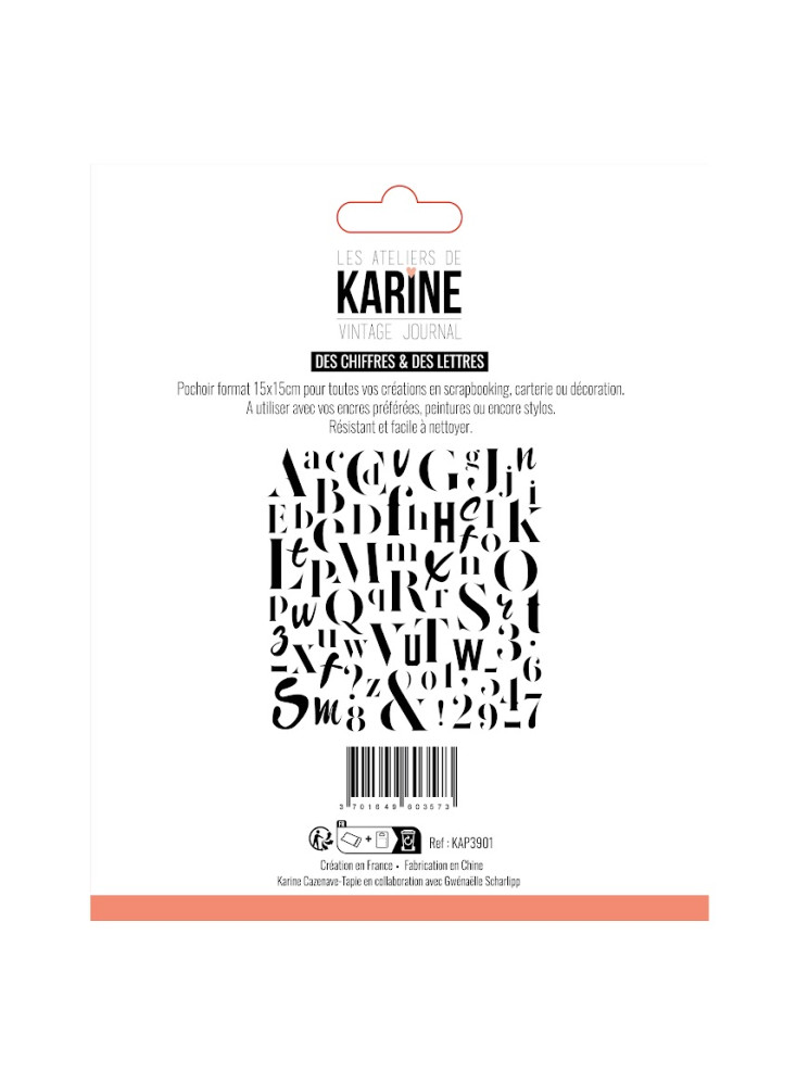 Des chiffres & des lettres - Pochoir - Collection "Vintage Journal" - Les Ateliers de Karine