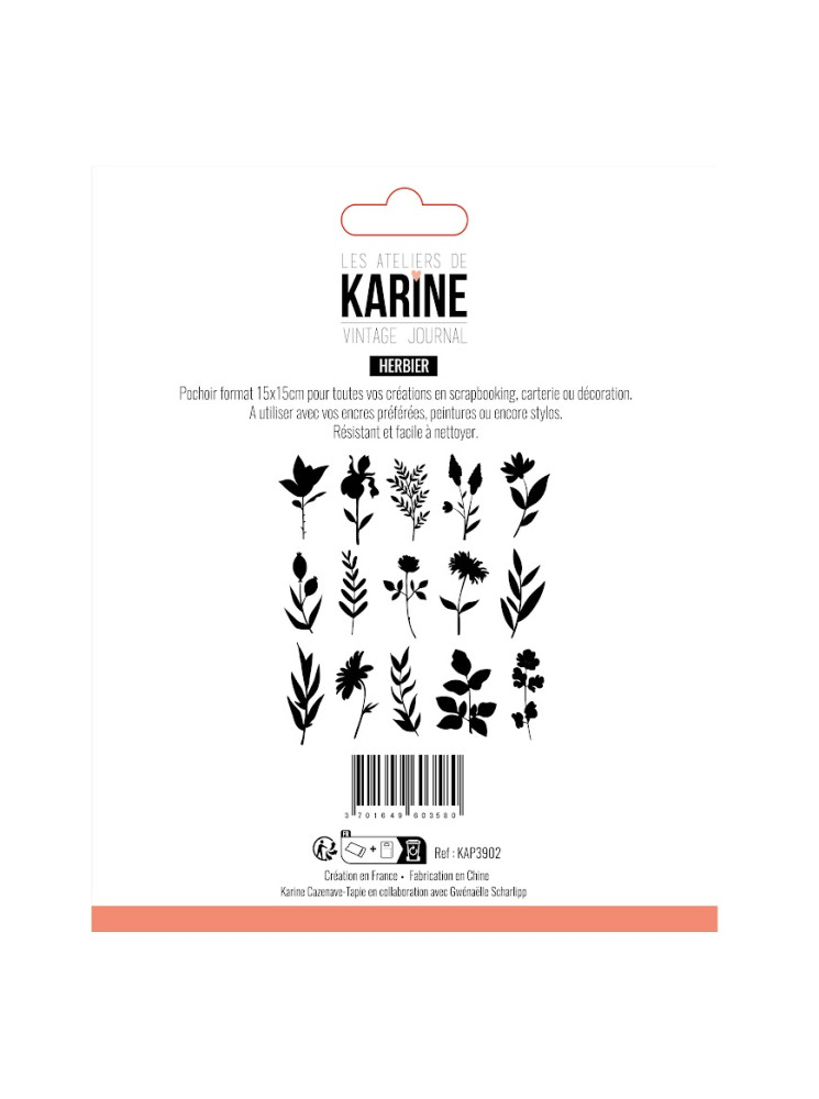 Herbier - Pochoir - Collection "Vintage Journal" - Les Ateliers de Karine