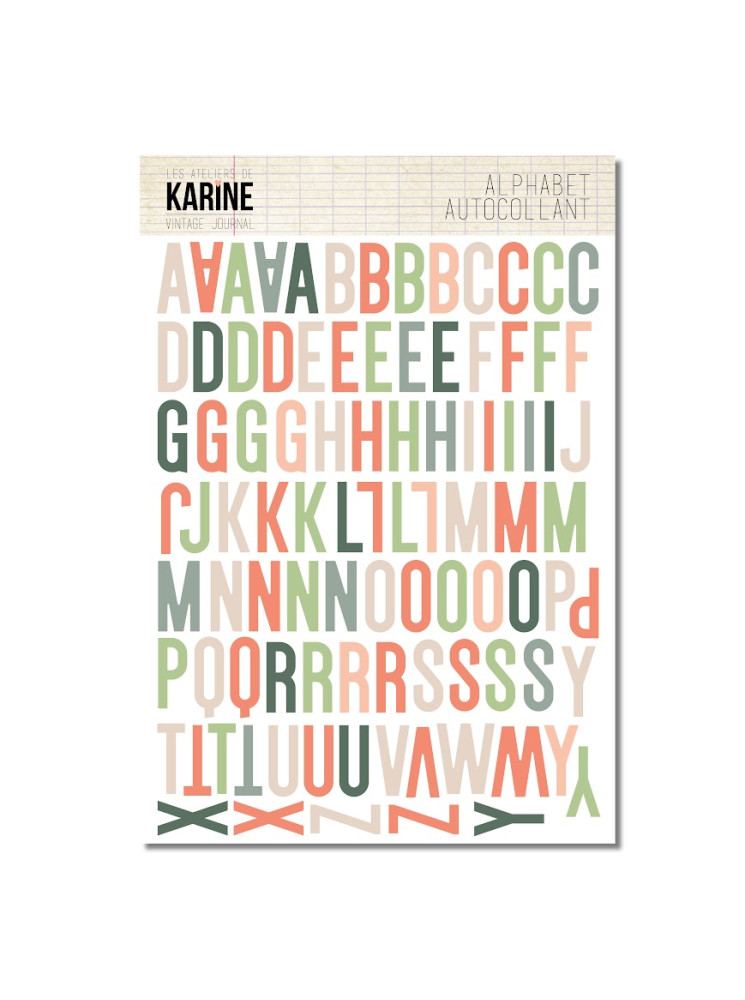 Lettres autocollants "couleurs assorties" - Collection "Vintage Journal" - Les Ateliers de Karine