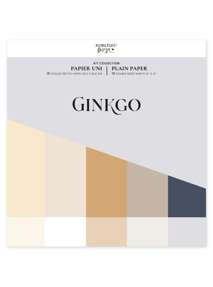 Pack papiers Unis - Collection "Ginkgo" - Florilèges