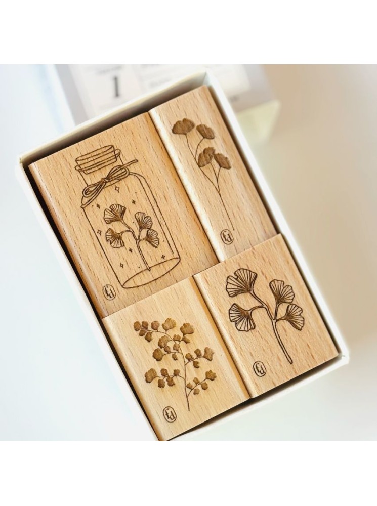 Tampon bois - Précieux Ginkgo Volume 1 - Collection "Ginkgo"   Florilèges Design