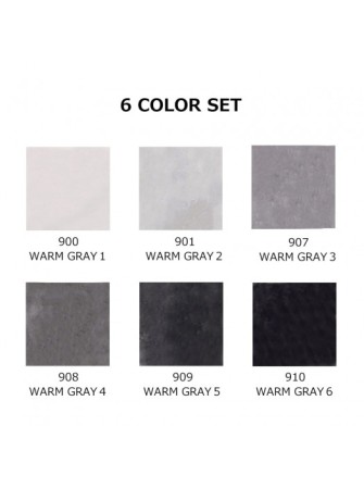 Set de 6 Clean Color Real Brush - Warm Gray - Kuretake