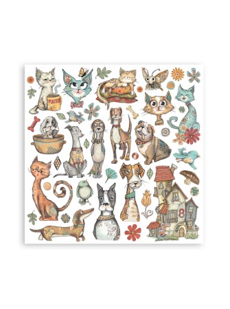 Pack papiers 20 x 20 cm  - Collection "Furry Friends" - Stamperia