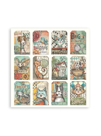 Maxi Pack papiers 20 x 20 cm - Collection "Furry Friends" - Stamperia