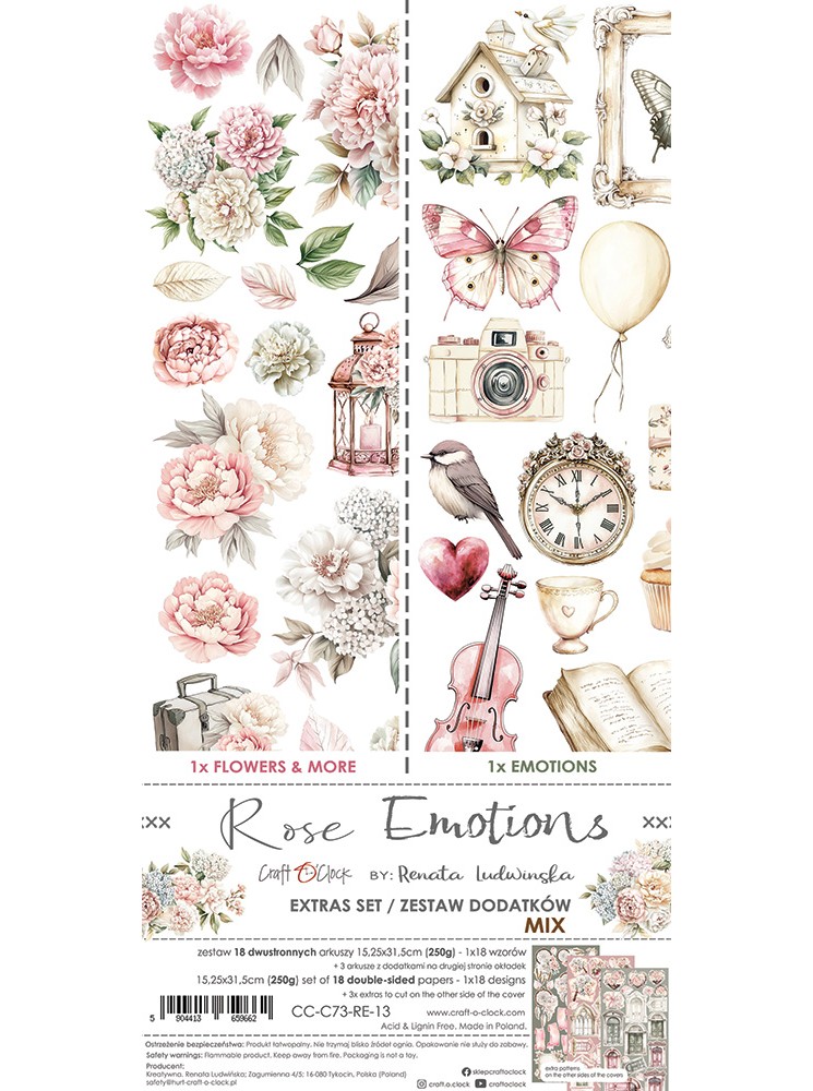 Pack de décors Mix  - Collection "Rose Emotions"  - Craft O'Clock