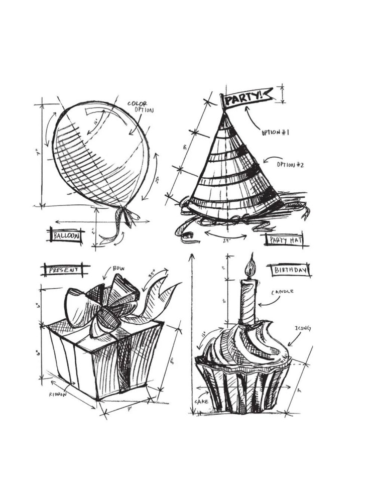 Tampon cling - Birthday Blueprint - Tim Holtz - Stampers Anonymous
